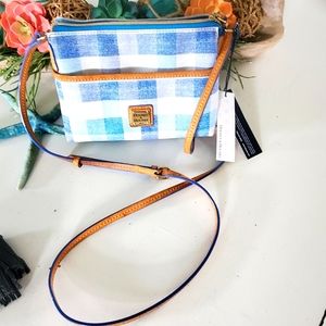 Dooney + Bourke Saffiano Ginger Blue Checked Crossbody * NEW*